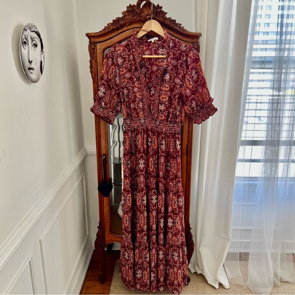 Max Studio Maxi Dress Size L | Red Boho Print